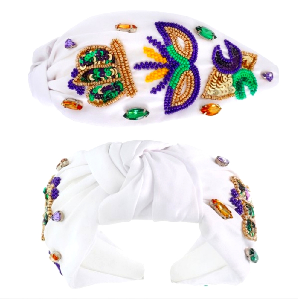 Mardi Gras Seed Bead Headband